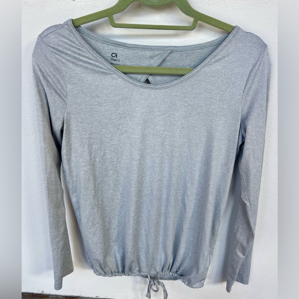 Gray Long Sleeve Women's workout Top